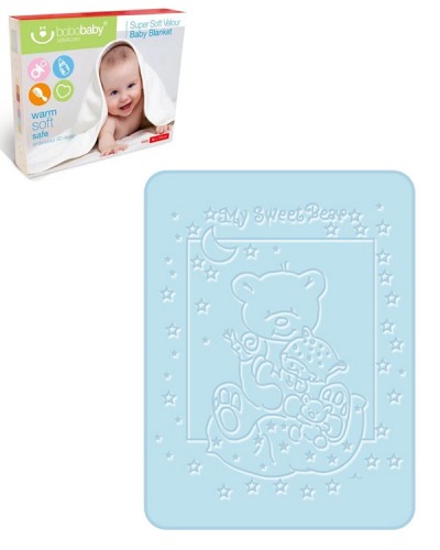 Легкий детский теплый плед одеяло в коляску bobobaby Soft Plush 80×110см голубое